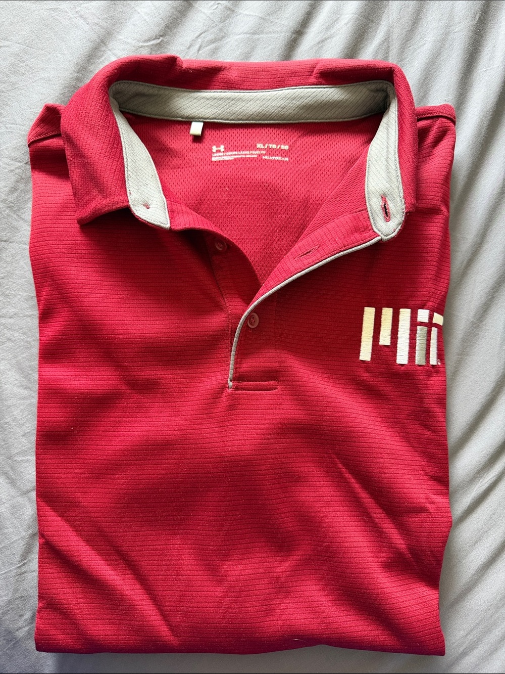 Under Armour Red Polo with Cream MIT logo